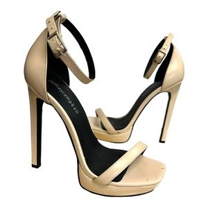 Jeffrey Campbell Nude Platform Heels Sandal Strap 7.5